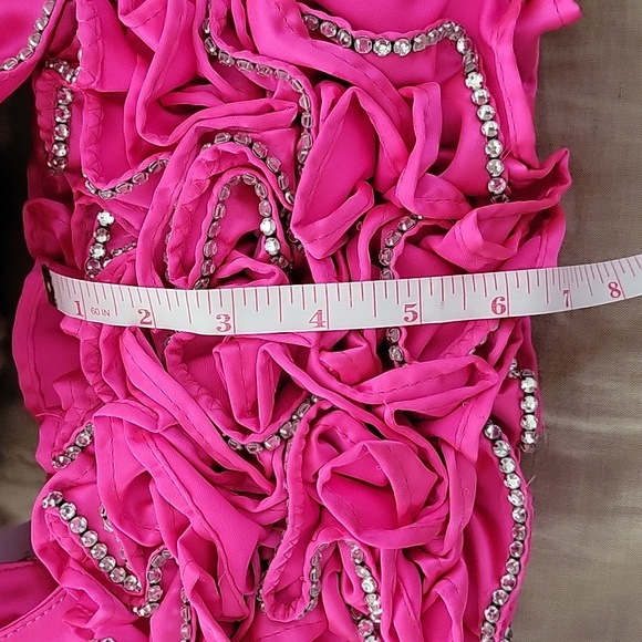 Betsey Johnson Frill Of It All Rhinstone Ruffle Shoulder Bag, Hot Pink NWT - Picture 8 of 12